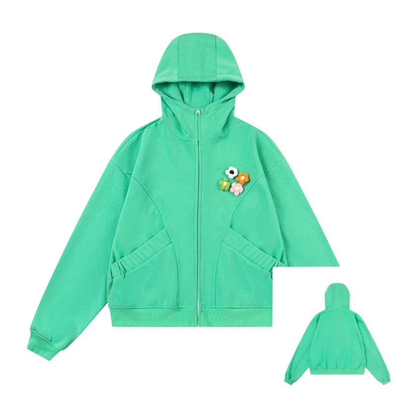 Haruja - Flower Zipped Hoodie