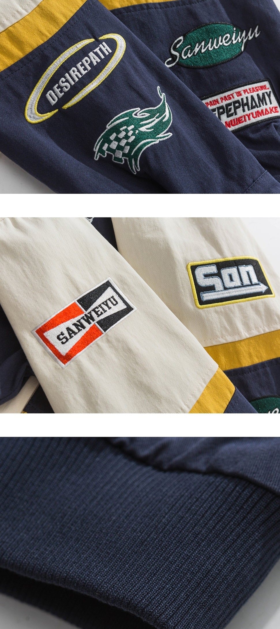 Haruja - Cotton Patchwork Blue Racing Jacket