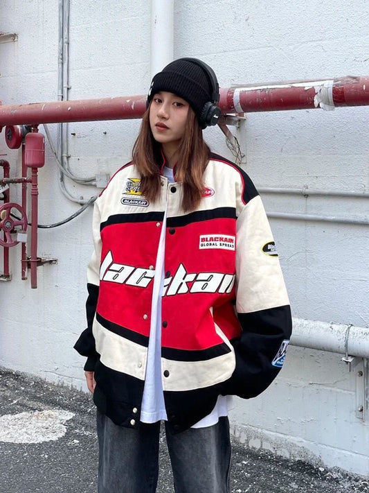 women wear haruja - Baseball "BLACKAIR" Racing red Jacket