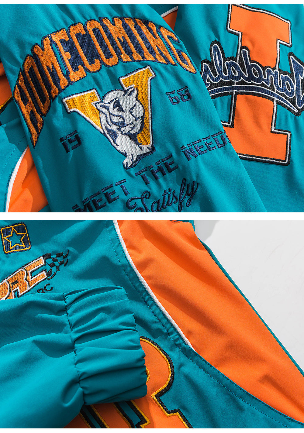 Haruja - Blue Embroid Motorcycle Jacket