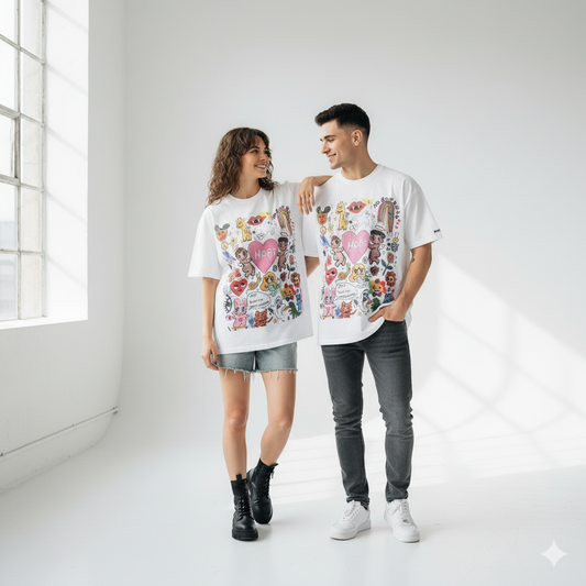 couple wear haruja_hope_white_tee