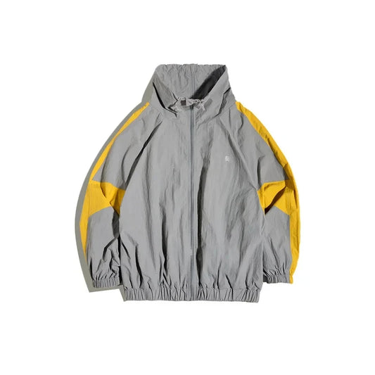 Gray Zipper Patchwork Jacket front
