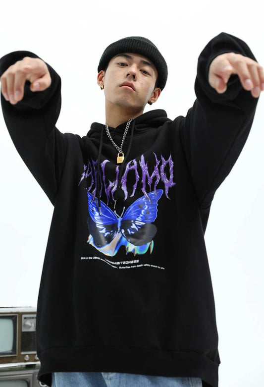 men wear Haruja Butterfly Hoodie front