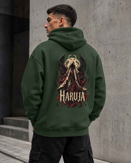 Haruja Fallen Angel Forest Green Graphic Hoodie