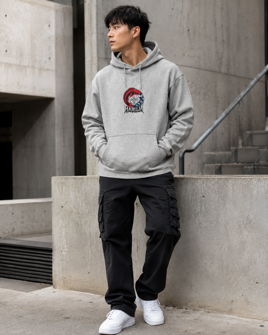 Haruja Koi Wave Carbon Grey Graphic Hoodie