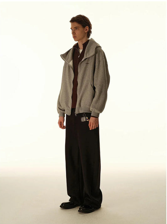 men wearing haruja-light-gray-zipper-casual-hoodie