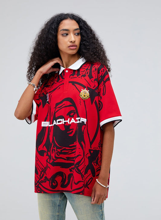 women wear red BLACKAIR Virgin Mary Polo