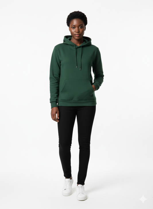 women wearing basic green hoodie