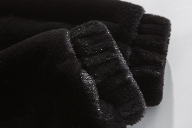 Haruja - Gradient Embroidered Plush Stand Collar Winter Coat