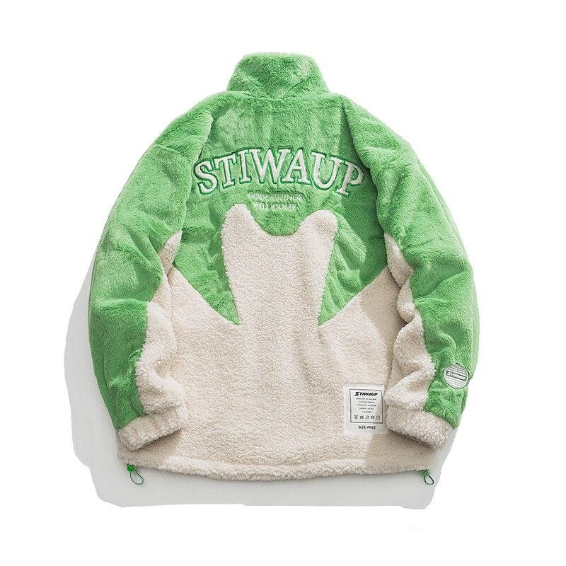haruja - "Stiwaup" Sherpa green and white Coat