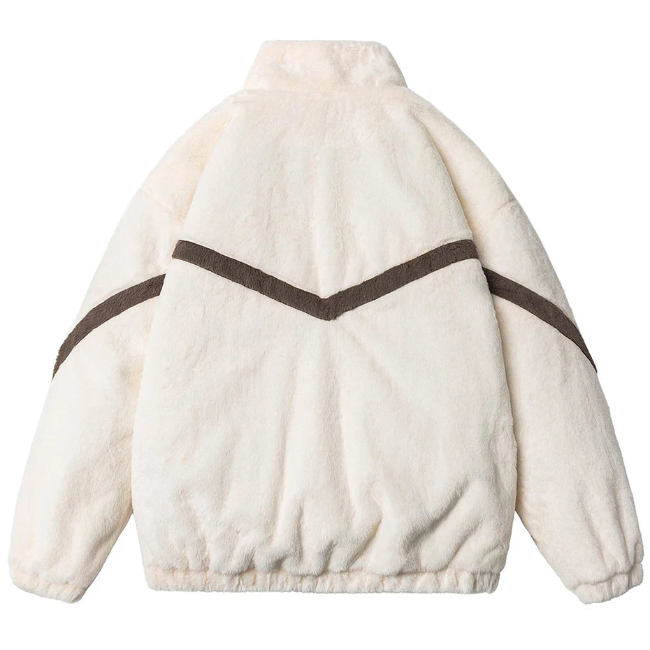 Beige Winter Plush Coat back