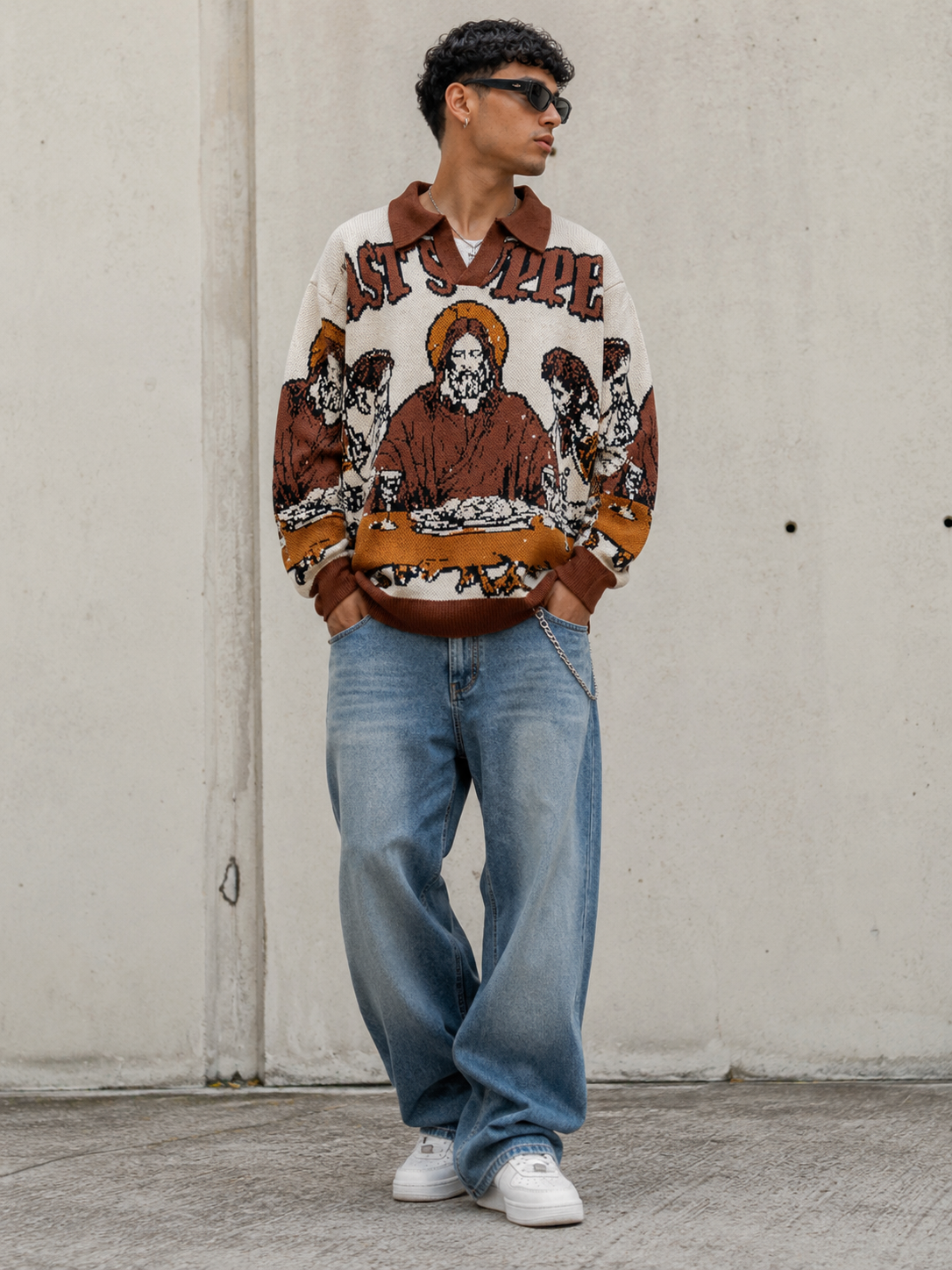 The Last Supper Vintage Knit Sweater | Oversized Y2K Streetwear