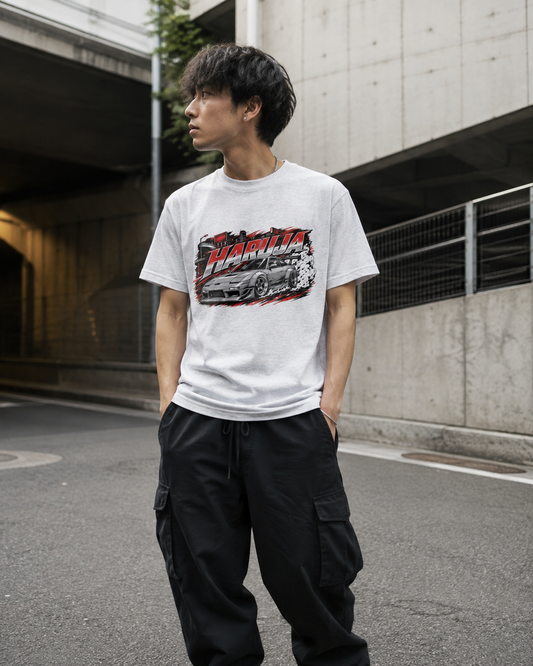 Haruja JDM Drift Car Ash Grey Graphic T-Shirt