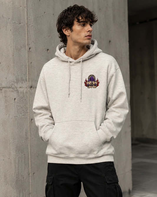 Haruja Purple Claw Skateboard Oatmeal Graphic Hoodie