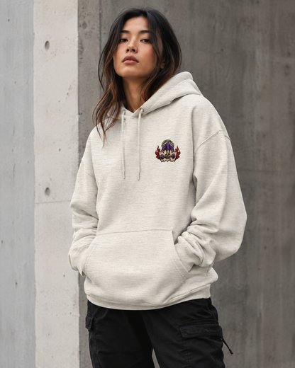 Haruja Purple Claw Skateboard Oatmeal Graphic Hoodie