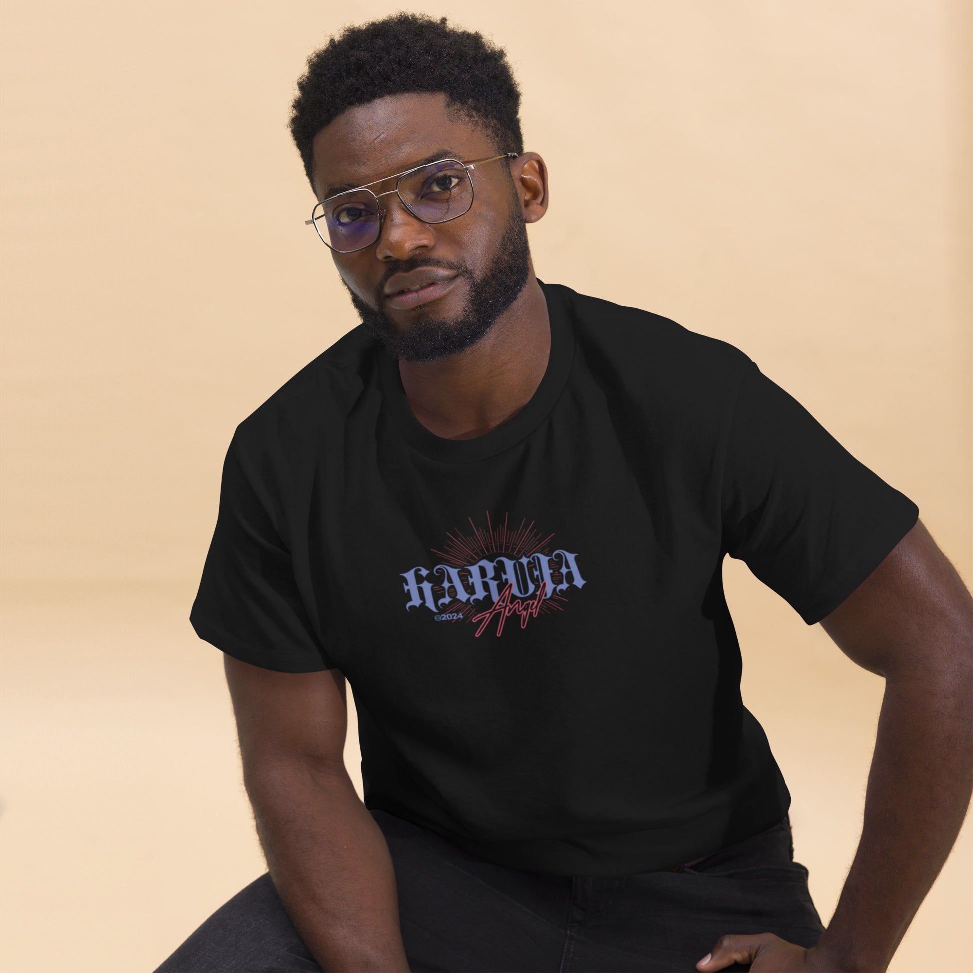 black men wearing Haruja - Angel black Tee