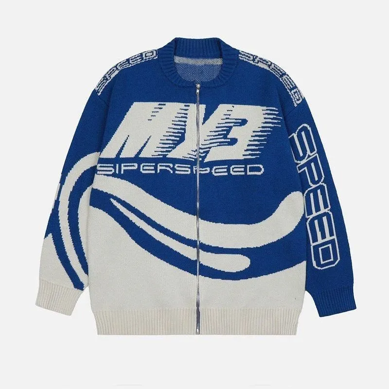Haruja - blue Oversized Racing Sweater