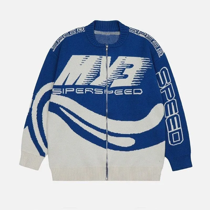 Haruja - blue Oversized Racing Sweater