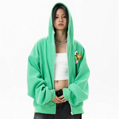 Haruja - Zipped Flowers Hoodie