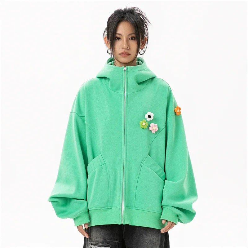 Haruja - Zipped Flowers Hoodie