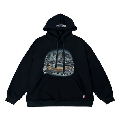 Haruja Car Print black Hoodie front