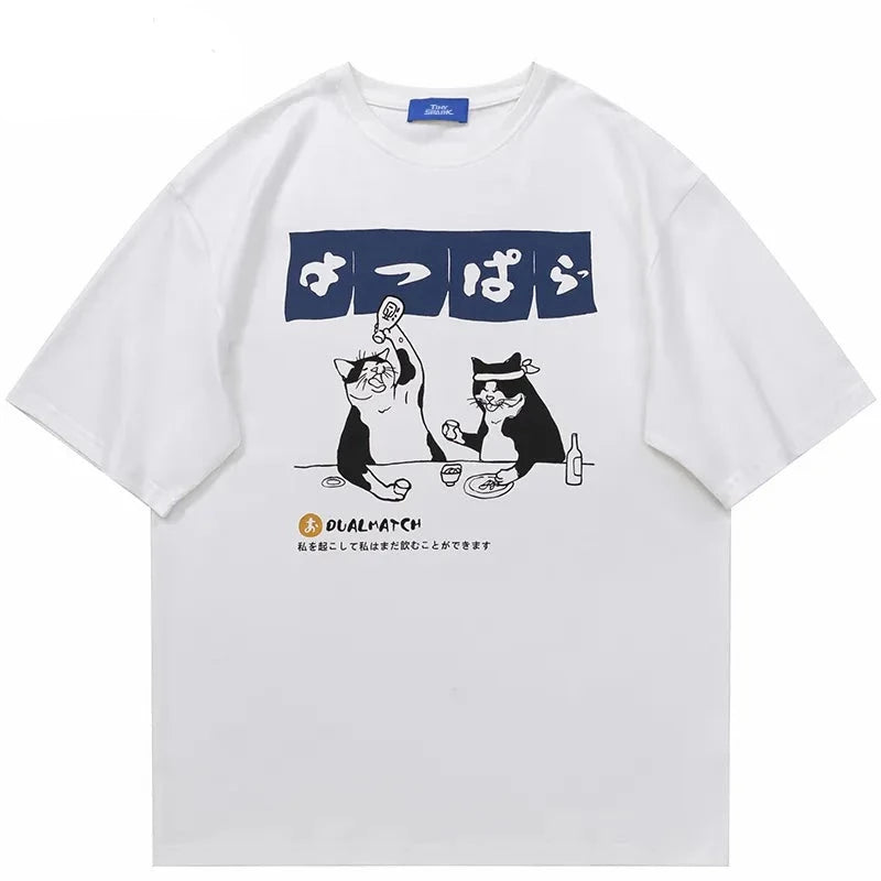 Haruja Drinking Cat white Tee