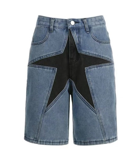 Haruja - Patchwork Star Denim Shorts