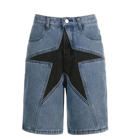 Haruja - Patchwork Star Denim Shorts