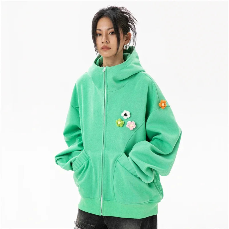 Haruja - Zipped Flowers Hoodie