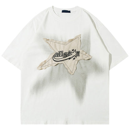 white t-shirt with shooting star