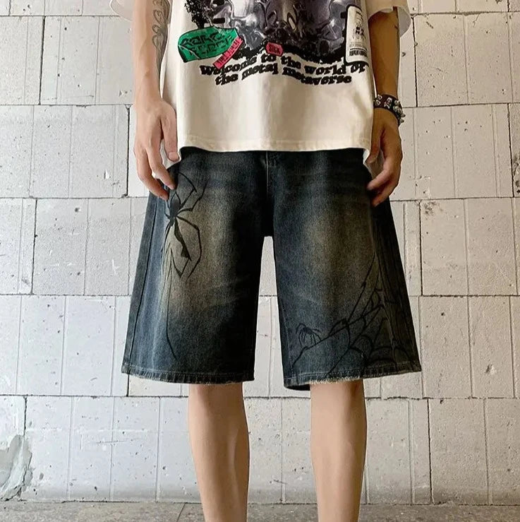 MEN WEAR Haruja - Spider Denim Shorts