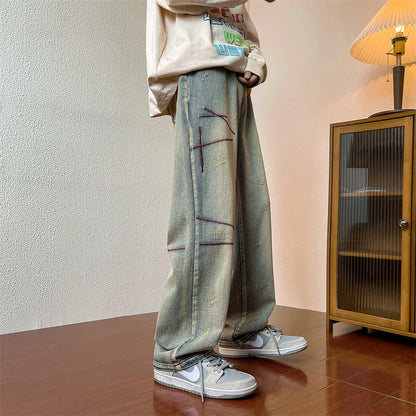 haruja Embroidery Korean Design Denim blue Pants
