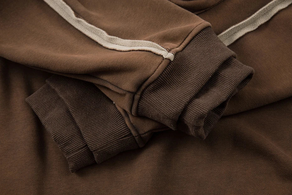 Haruja - Brown Patchwork Vintage Hoodie