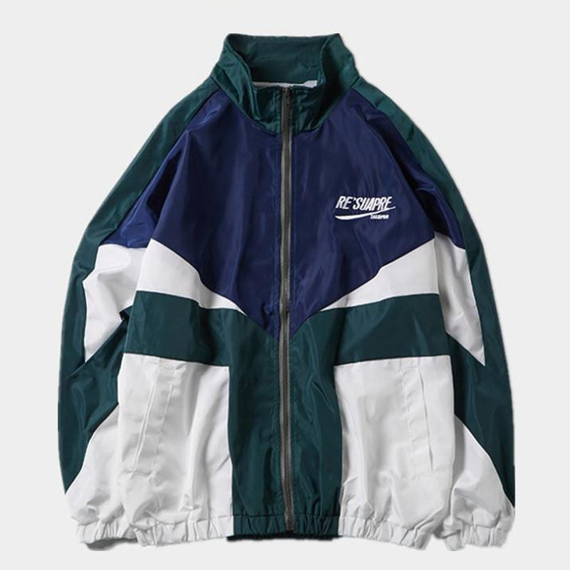 green College Varsity Jacket with blue and white