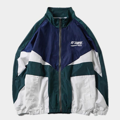 green College Varsity Jacket with blue and white