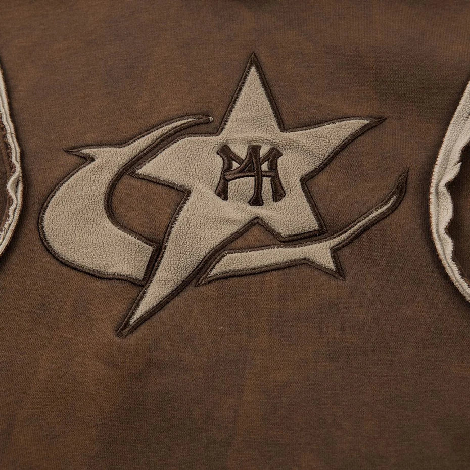 Haruja - Brown Patchwork Vintage Hoodie