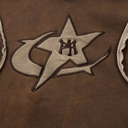 Haruja - Brown Patchwork Vintage Hoodie