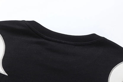 Haruja - Graphic Splicing Black Tee