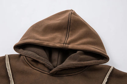 Haruja - Brown Patchwork Vintage Hoodie