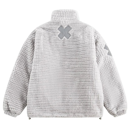 Haruja - Reflective Patchwork Fluffy Coat