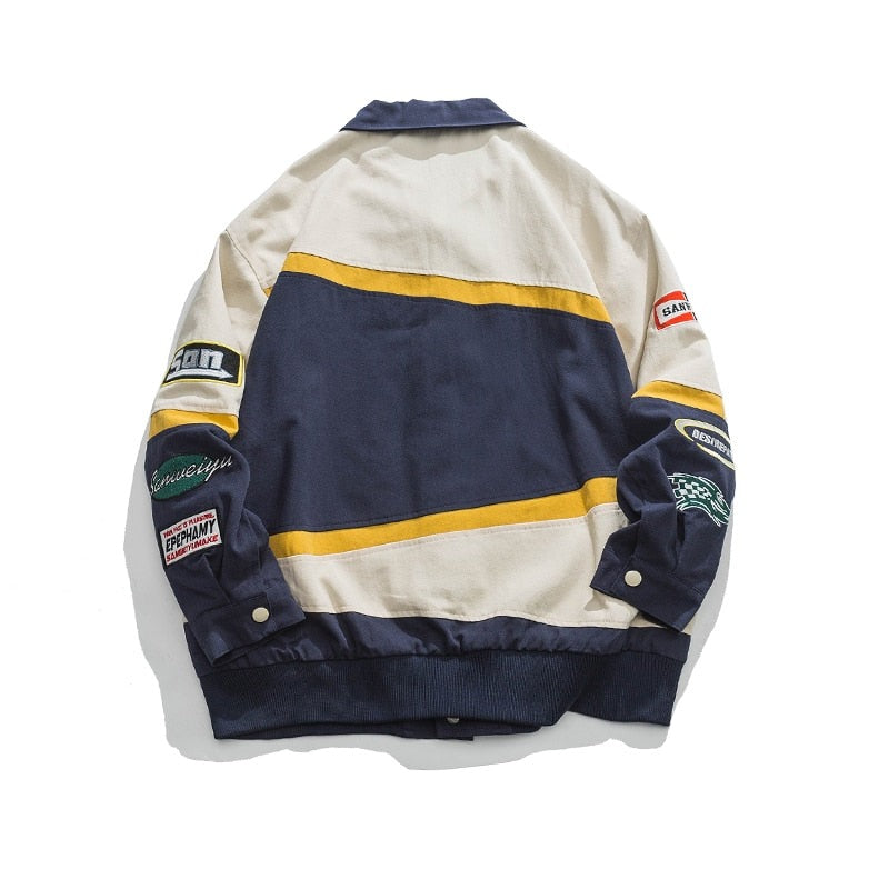 Haruja - Cotton Patchwork Blue Racing Jacket