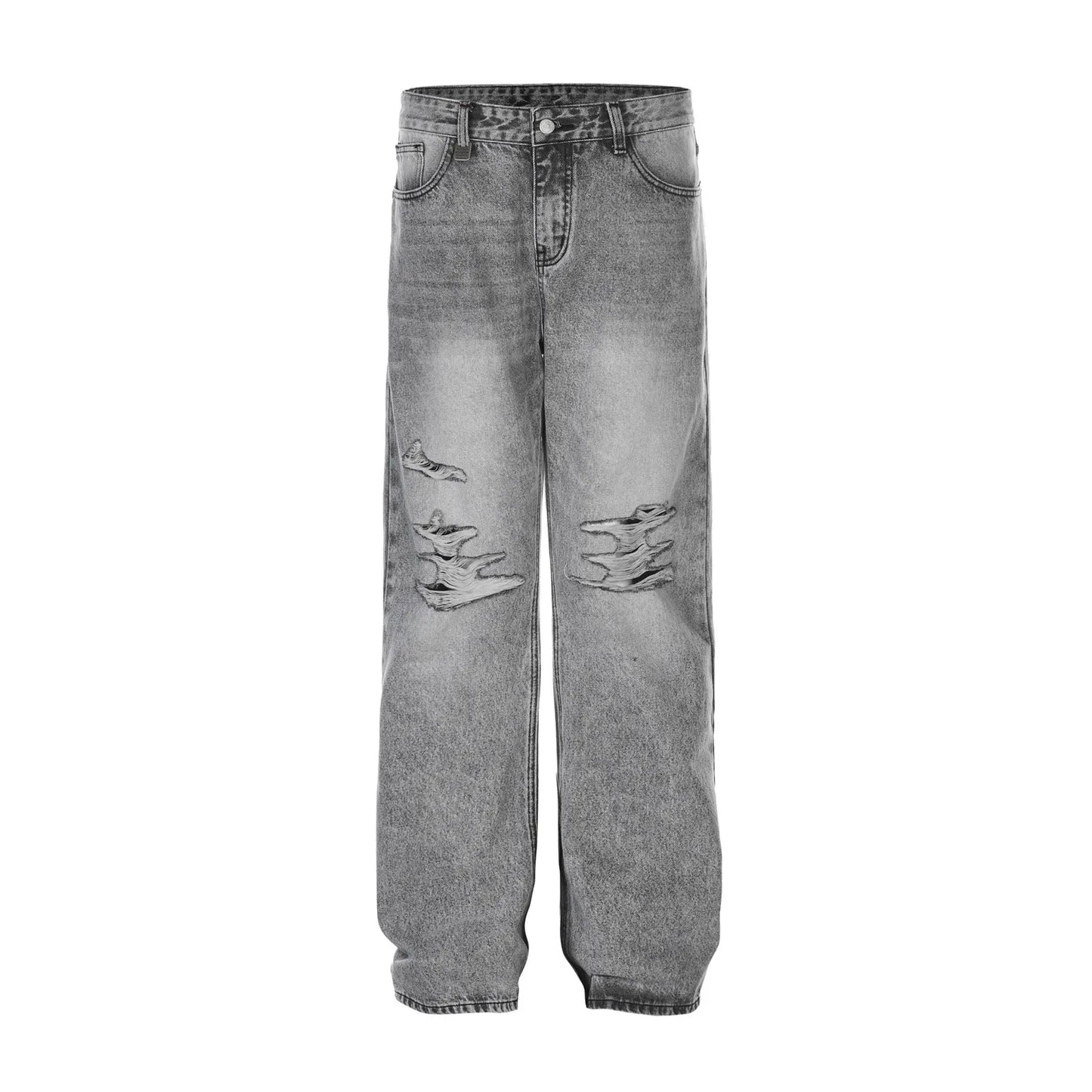 Haruja - Washed Damaged Ripped Grey Jeans