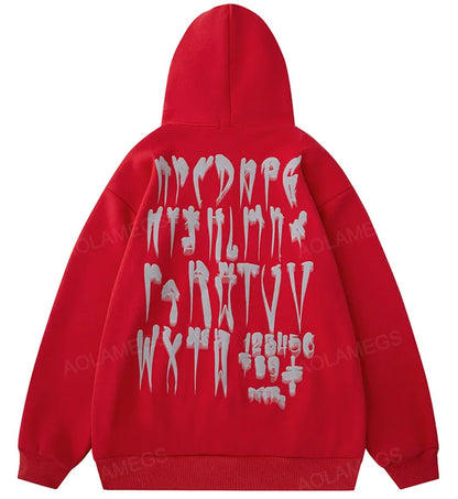 Haruja - red Spider Graphic Zipped Hoodie