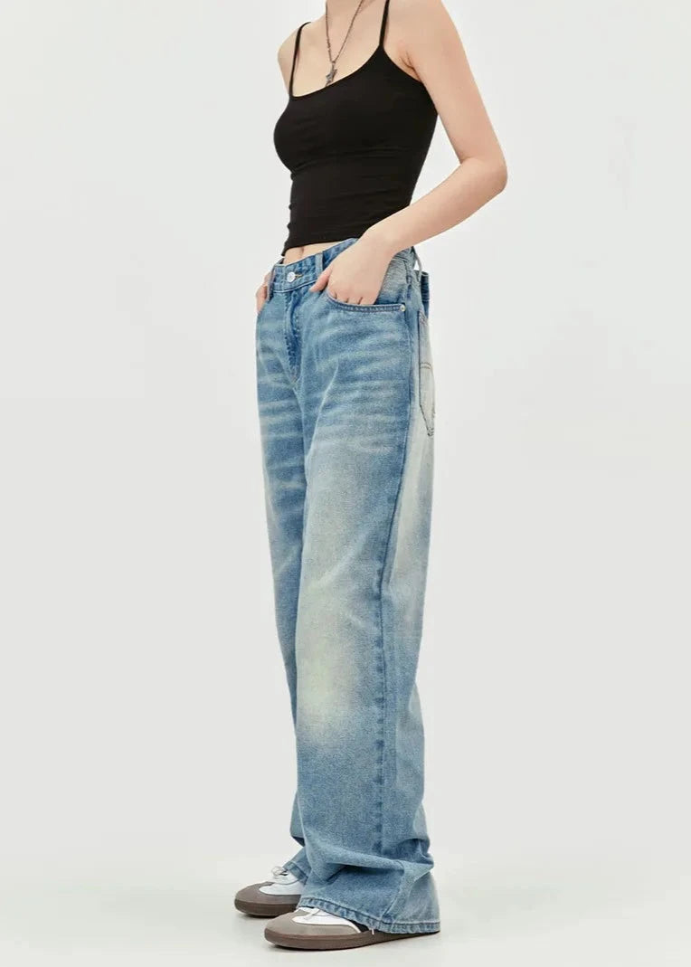 Haruja - Washed Cat Whiskers Jeans - streetwear jeans