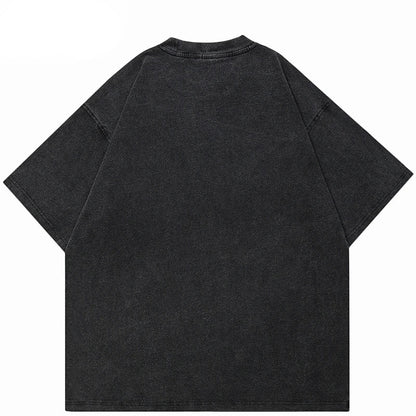 Washed Black Abstract Dragon Oversized T-Shirt