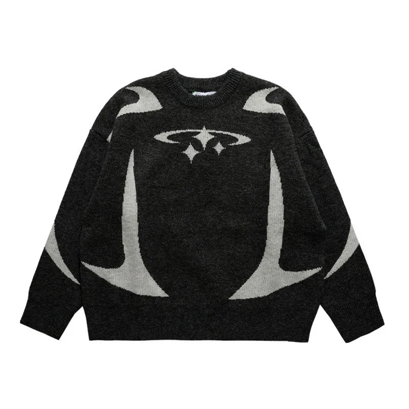 Haruja - black Y2K Stars Graphic Sweater