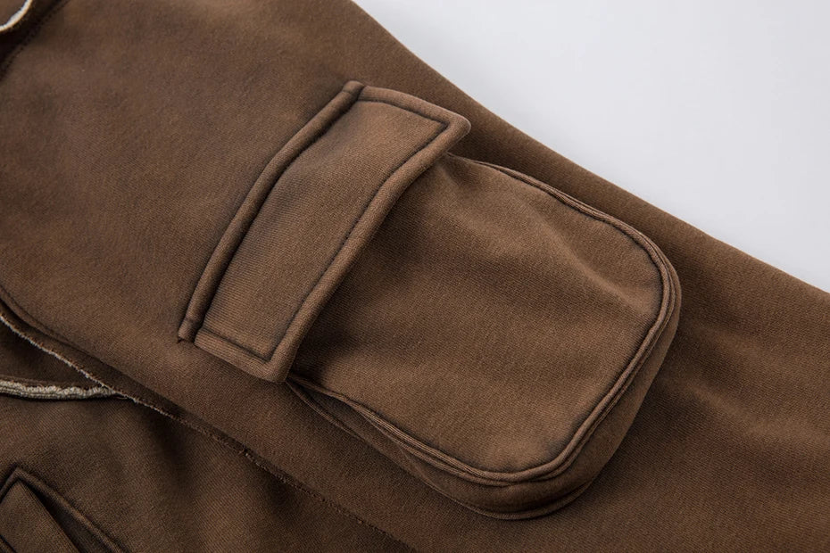 Haruja - Brown Patchwork Vintage Hoodie