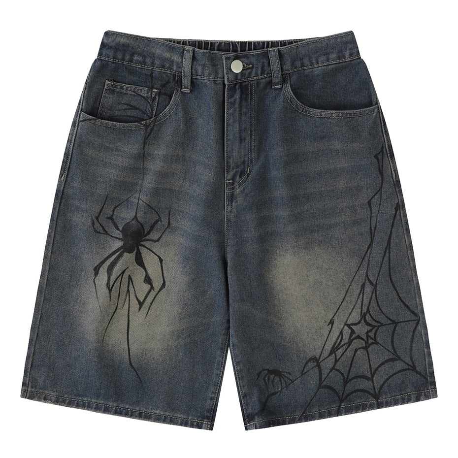 shorts with a spider spider and its web