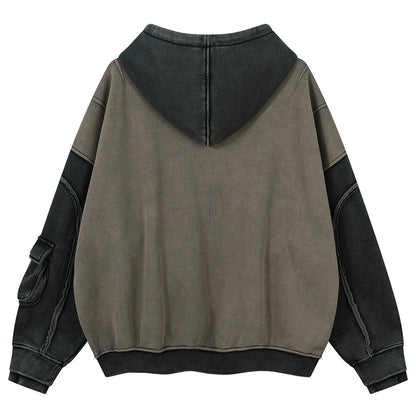 black patchwork vintage hoodie back