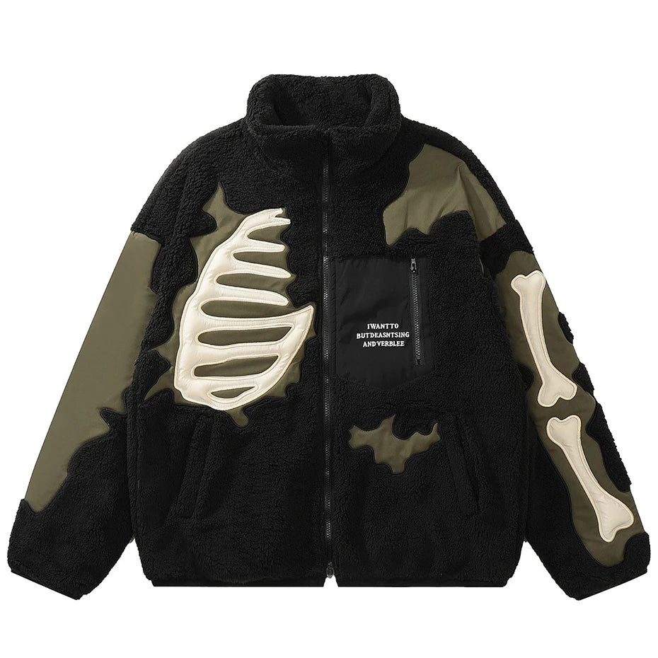 black skeleton coat front